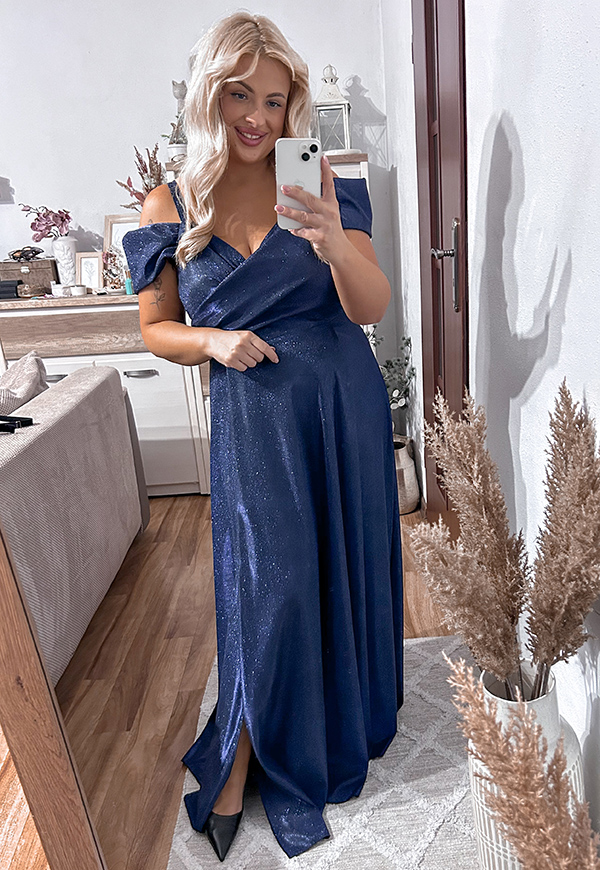 ŠATY VICTORIA SHINE MAXI PLUS SIZE NAVY - produkt polski obrázek 2