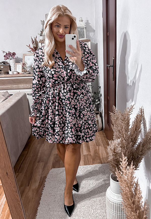 ŠATY SARA PLUS SIZE BLACK/PINK  01 - włoski obrázek 3