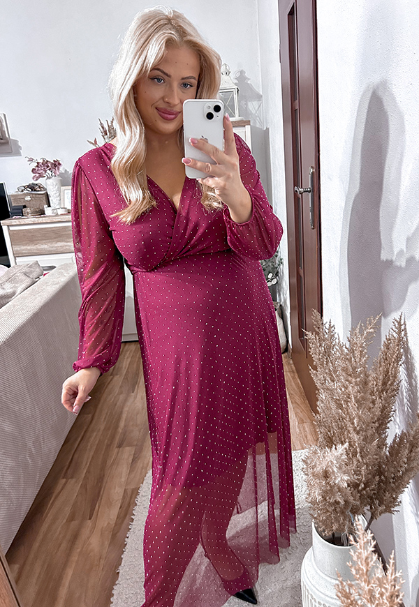 ŠATY LEAL MAXI PLUS SIZE BURGUNDY 03 - włoski obrázek 3