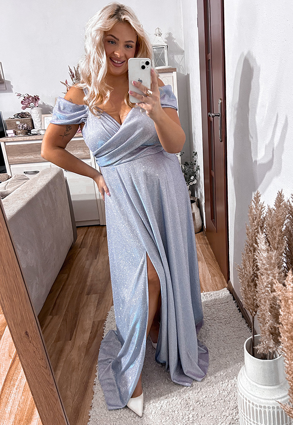 ŠATY VICTORIA SHINE MAXI PLUS SIZE BLUE - produkt polski obrázek 1