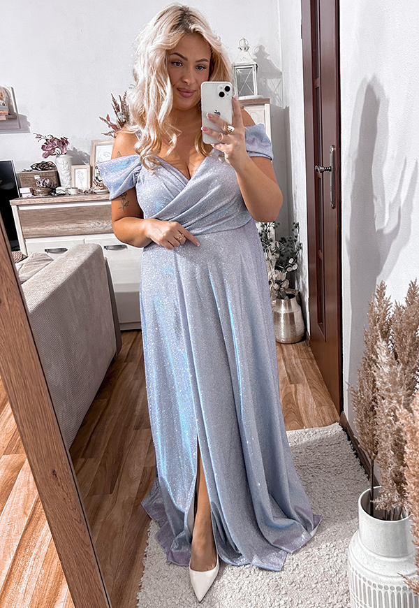 ŠATY VICTORIA SHINE MAXI PLUS SIZE BLUE - produkt polski obrázek 3