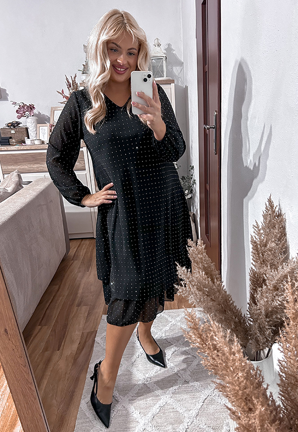 ŠATY EWELINE SHINE PLUS SIZE BLACK 01 - włoski obrázek 4