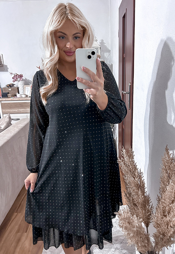 ŠATY EWELINE SHINE PLUS SIZE BLACK 01 - włoski obrázek 2